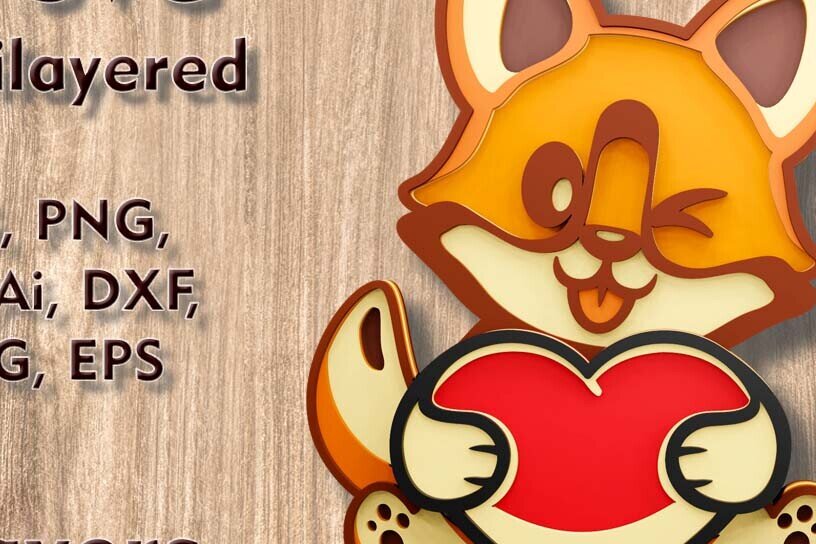 Intra απο ξύλο plywood  Χρώμα wenge 3mm-4mm πάχος - λέιζερ πολλαπλών επιπέδων Corgi 3D Δίασταση 9x7 cm INTRAFABR-76940684