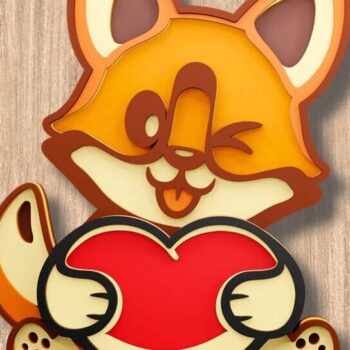 Intra απο ξύλο plywood  Χρώμα wenge 3mm-4mm πάχος - λέιζερ πολλαπλών επιπέδων Corgi 3D Δίασταση 9x7 cm INTRAFABR-76940684 - Image 2