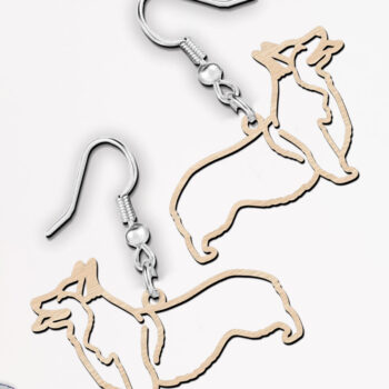 Intra απο ξύλο plywood  Χρώμα wenge 3mm-4mm πάχος - κοπής με λέιζερ Corgi Dog Earrings Δίασταση 900x900 cm INTRAFABR-102199305 - Image 4
