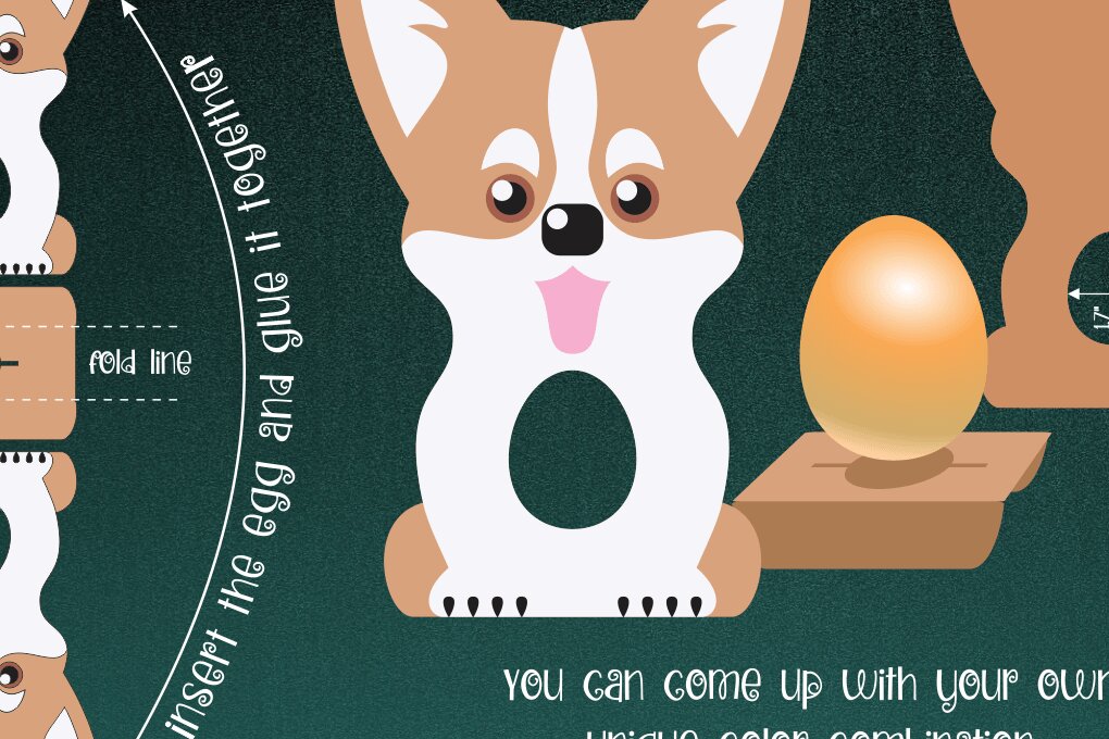 Intra απο ξύλο plywood  Χρώμα wenge 3mm-4mm πάχος - Σκύλος Corgi | Πρότυπο θήκης αυγών Δίασταση 15x15 cm INTRAFABR-102980427