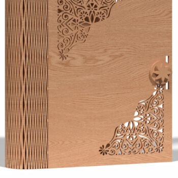Intra απο ξύλο plywood Χρώμα wenge 3mm-4mm πάχος - Γωνιακό μοτίβο κοπής με λέιζερ Ξύλινο κουτί Δίασταση 30x30 cm INTRAFABR-104923595 - Image 2