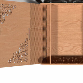 Intra απο ξύλο plywood Χρώμα wenge 3mm-4mm πάχος - Γωνιακό μοτίβο κοπής με λέιζερ Ξύλινο κουτί Δίασταση 30x30 cm INTRAFABR-104923595 - Image 5