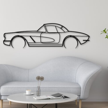 Intra απο ξύλο plywood Χρώμα wenge 3mm-4mm πάχος - Πρότυπο αυτοκινήτου κοπής λέιζερ Corvette C1 Δίασταση 20x20 cm INTRAFABR-107016880 - Image 1