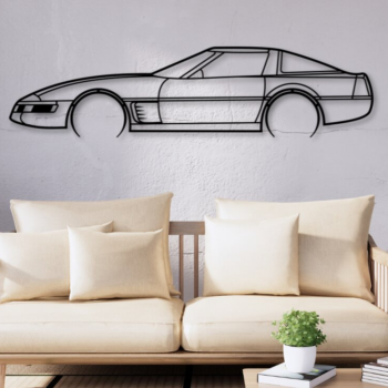 Intra απο ξύλο plywood  Χρώμα wenge 3mm-4mm πάχος - Corvette C4 Car Silhouette Δίασταση 20x20 cm INTRAFABR-77333319 - Image 1