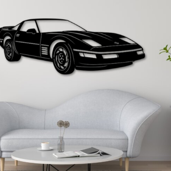 Intra απο ξύλο plywood  Χρώμα wenge 3mm-4mm πάχος - κοπής με λέιζερ Corvette C4, Car Dxf Δίασταση 20x20 cm INTRAFABR-102832691 - Image 1