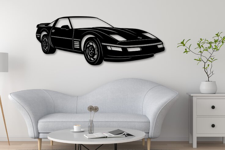 Intra απο ξύλο plywood  Χρώμα wenge 3mm-4mm πάχος - κοπής με λέιζερ Corvette C4, Car Dxf Δίασταση 20x20 cm INTRAFABR-102832691