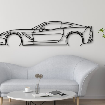 Intra απο ξύλο plywood Χρώμα wenge 3mm-4mm πάχος - Corvette C7 Car Silhouette Δίασταση 20x20 cm INTRAFABR-109446070 - Image 1