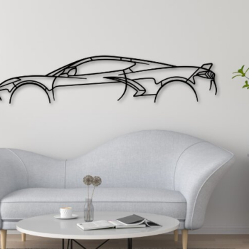 Intra απο ξύλο plywood Χρώμα wenge 3mm-4mm πάχος - Corvette C8 Car Wall Art Δίασταση 40x50 cm INTRAFABR-111372607 - Image 1