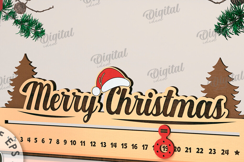 Intra απο ξύλο plywood  Χρώμα wenge 3mm-4mm πάχος - Countdown Advent Calendar Δίασταση 30x20 cm INTRAFABR-91220766