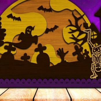 Intra απο ξύλο plywood  Χρώμα wenge 3mm-4mm πάχος - Αντίστροφη μέτρηση για το τρομακτικό Halloween Δίασταση 15x15 cm INTRAFABR-95128617 - Image 2