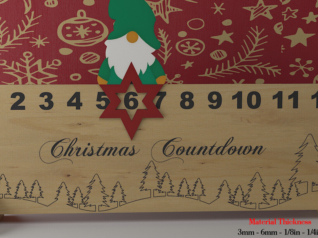 Intra απο ξύλο plywood  Χρώμα wenge 3mm-4mm πάχος - Αντίστροφη μέτρηση για τα Χριστούγεννα / Αντίστροφη μέτρηση για τα Χριστούγεννα Δίασταση 30x20 cm INTRAFABR-119418261