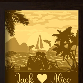 Intra απο ξύλο plywood  Χρώμα wenge 3mm-4mm πάχος - Φωτιστικό κουτί με κομμένο χαρτί θαλάσσης Δίασταση 20x20 cm INTRAFABR-121521472 - Image 2