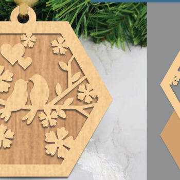 Intra απο ξύλο plywood  Χρώμα wenge 3mm-4mm πάχος - Στολίδι Couple Birds 1 Δίασταση 6x6 cm INTRAFABR-57263667 - Image 1