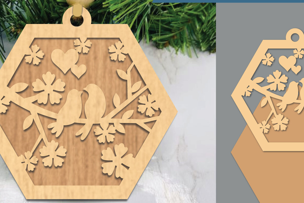 Intra απο ξύλο plywood  Χρώμα wenge 3mm-4mm πάχος - Στολίδι Couple Birds 1 Δίασταση 6x6 cm INTRAFABR-57263667