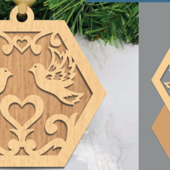 Intra απο ξύλο plywood  Χρώμα wenge 3mm-4mm πάχος - Στολίδι Couple Birds 2 Δίασταση 6x6 cm INTRAFABR-91782969 - Image 1