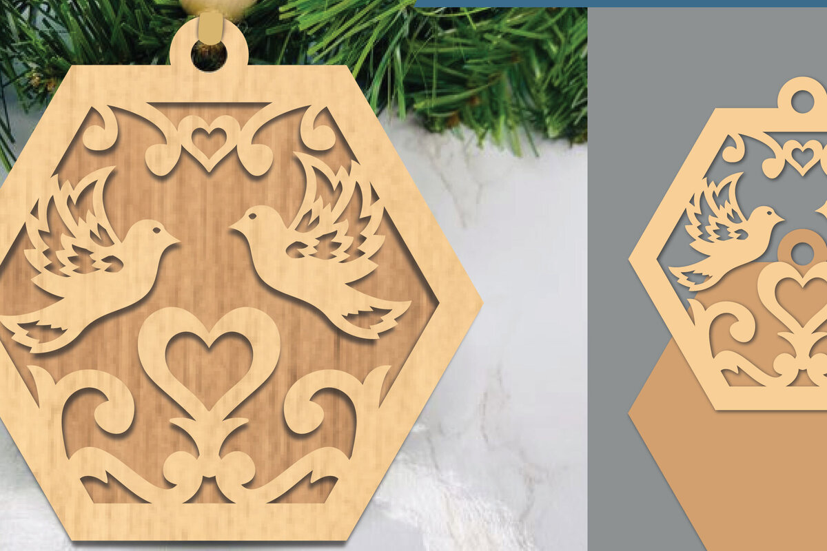 Intra απο ξύλο plywood  Χρώμα wenge 3mm-4mm πάχος - Στολίδι Couple Birds 2 Δίασταση 6x6 cm INTRAFABR-91782969