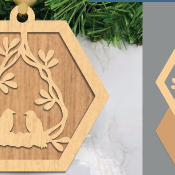 Intra απο ξύλο plywood  Χρώμα wenge 3mm-4mm πάχος - Στολίδι Couple Birds 4 Δίασταση 6x6 cm INTRAFABR-68450943 - Image 1