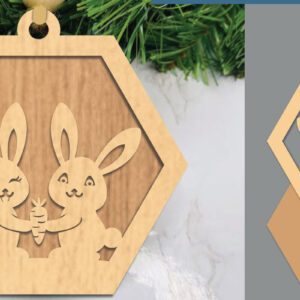 Intra απο ξύλο plywood  Χρώμα wenge 3mm-4mm πάχος - Στολίδι με κομμένο λέιζερ Ζευγάρι Δίασταση 6x6 cm INTRAFABR-28309070