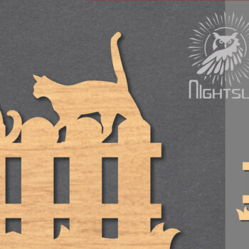 Intra απο ξύλο plywood Χρώμα wenge 3mm-4mm πάχος - Ζευγάρι γάτα στο φράχτη Δίασταση 20x20 cm INTRAFABR-30113420 - Image 1