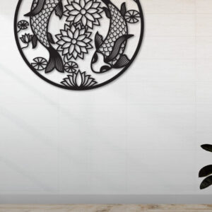 Intra απο ξύλο plywood  Χρώμα wenge 3mm-4mm πάχος - Λίμα κοπής με λέιζερ Διακόσμηση Τοίχων Ζευγάρι Ψαριών Δίασταση 18x18 cm INTRAFABR-119716201