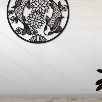 Intra απο ξύλο plywood Χρώμα wenge 3mm-4mm πάχος - Λίμα κοπής με λέιζερ Διακόσμηση Τοίχων Ζευγάρι Ψαριών Δίασταση 18x18 cm INTRAFABR-119716201 - Image 1