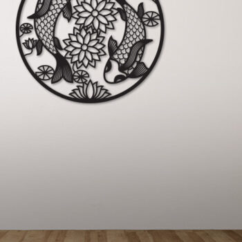 Intra απο ξύλο plywood Χρώμα wenge 3mm-4mm πάχος - Λίμα κοπής με λέιζερ Διακόσμηση Τοίχων Ζευγάρι Ψαριών Δίασταση 18x18 cm INTRAFABR-119716201 - Image 2