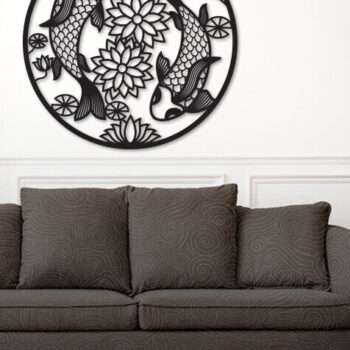 Intra απο ξύλο plywood Χρώμα wenge 3mm-4mm πάχος - Λίμα κοπής με λέιζερ Διακόσμηση Τοίχων Ζευγάρι Ψαριών Δίασταση 18x18 cm INTRAFABR-119716201 - Image 3