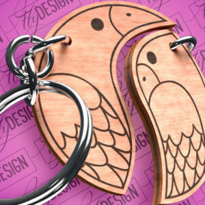 Intra απο ξύλο plywood  Χρώμα wenge 3mm-4mm πάχος - Μπρελόκ Καρδιά Ζευγαριού | Δίασταση 4x4 cm INTRAFABR-121535504