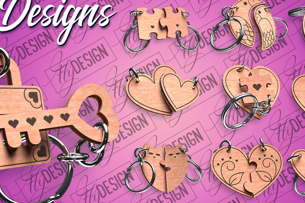 Intra απο ξύλο plywood  Χρώμα wenge 3mm-4mm πάχος - Μπρελόκ Καρδιά Ζευγαριού | Δίασταση 4x4 cm INTRAFABR-121537234