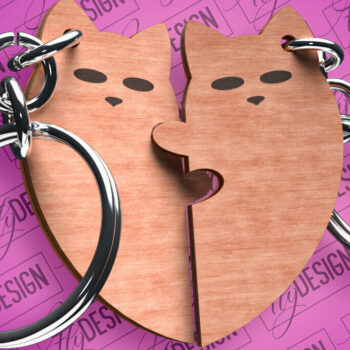 Intra απο ξύλο plywood  Χρώμα wenge 3mm-4mm πάχος - Μπρελόκ Καρδιά Ζευγαριού | Δίασταση 4x4 cm INTRAFABR-112865910 - Image 1