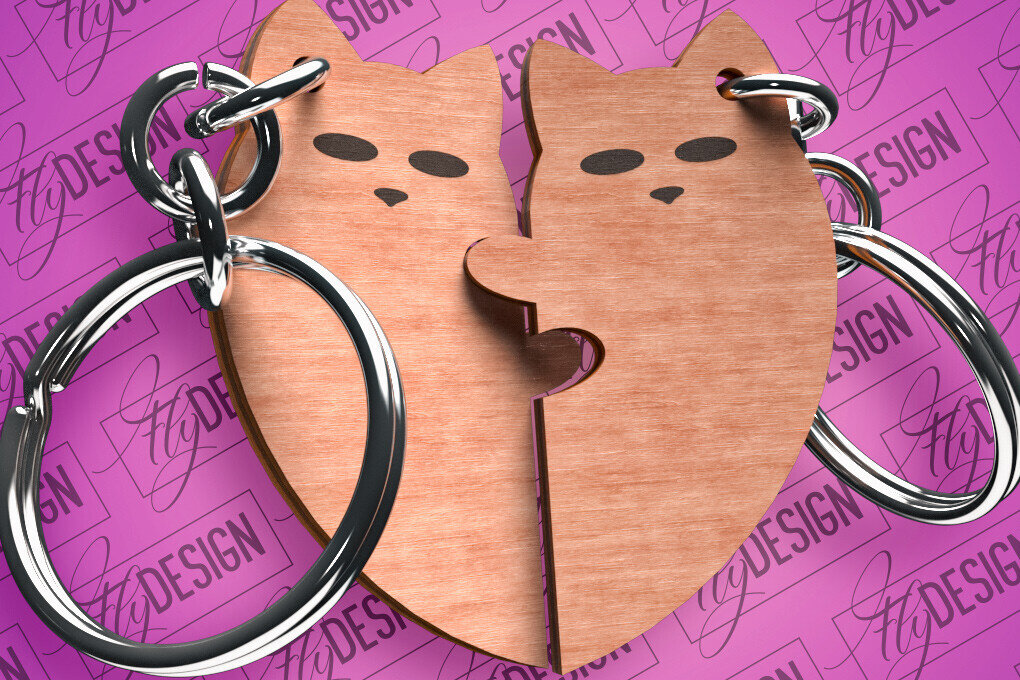 Intra απο ξύλο plywood  Χρώμα wenge 3mm-4mm πάχος - Μπρελόκ Καρδιά Ζευγαριού | Δίασταση 4x4 cm INTRAFABR-112865910