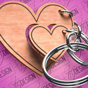 Intra απο ξύλο plywood  Χρώμα wenge 3mm-4mm πάχος - Μπρελόκ Καρδιά Ζευγαριού | Δίασταση 4x4 cm INTRAFABR-112865937 - Image 1