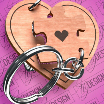 Intra απο ξύλο plywood  Χρώμα wenge 3mm-4mm πάχος - Μπρελόκ Καρδιά Ζευγαριού | Δίασταση 4x4 cm INTRAFABR-112865970 - Image 1