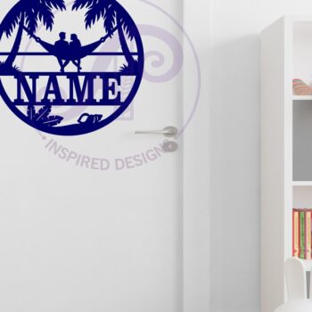 Intra απο ξύλο plywood  Χρώμα wenge 3mm-4mm πάχος - Ζευγάρι στην αιώρα στην παραλία με θέμα το όνομα Δίασταση 30x20 cm INTRAFABR-48455097 - Image 5