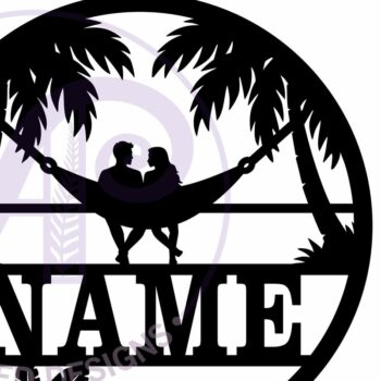 Intra απο ξύλο plywood  Χρώμα wenge 3mm-4mm πάχος - Ζευγάρι στην αιώρα στην παραλία με θέμα το όνομα Δίασταση 30x20 cm INTRAFABR-48455097 - Image 6