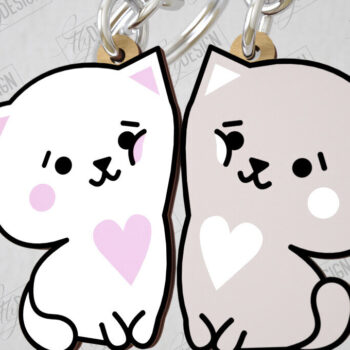 Intra απο ξύλο plywood  Χρώμα wenge 3mm-4mm πάχος - Δέσμη Μπρελόκ Ζευγαριού | Ιδέα δώρου | CNC Δίασταση 4x4 cm INTRAFABR-111269776 - Image 10