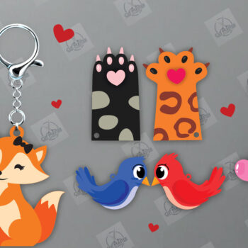 Intra απο ξύλο plywood  Χρώμα wenge 3mm-4mm πάχος - Δέσμη κοπής με μπρελόκ για ζευγάρια Δίασταση 4x4 cm INTRAFABR-113100837 - Image 2