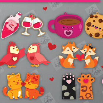 Intra απο ξύλο plywood Χρώμα wenge 3mm-4mm πάχος - Δέσμη κοπής με μπρελόκ για ζευγάρια Δίασταση 4x4 cm INTRAFABR-117239709 - Image 1