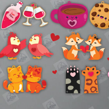 Intra απο ξύλο plywood Χρώμα wenge 3mm-4mm πάχος - Δέσμη κοπής με μπρελόκ για ζευγάρια Δίασταση 4x4 cm INTRAFABR-117239709 - Image 2