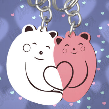 Intra απο ξύλο plywood Χρώμα wenge 3mm-4mm πάχος - Μπρελόκ Ζευγαριού | Δώρο του Αγίου Βαλεντίνου Δίασταση 4x4 cm INTRAFABR-63611231 - Image 1