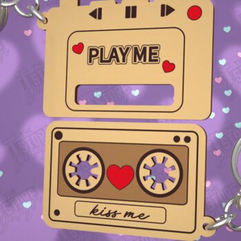 Intra απο ξύλο plywood  Χρώμα wenge 3mm-4mm πάχος - Μπρελόκ Ζευγαριού | Δώρο του Αγίου Βαλεντίνου Δίασταση 4x4 cm INTRAFABR-112637809 - Image 1