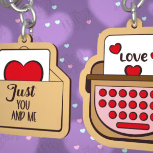 Intra απο ξύλο plywood  Χρώμα wenge 3mm-4mm πάχος - Μπρελόκ Ζευγαριού | Δώρο του Αγίου Βαλεντίνου Δίασταση 4x4 cm INTRAFABR-112460165