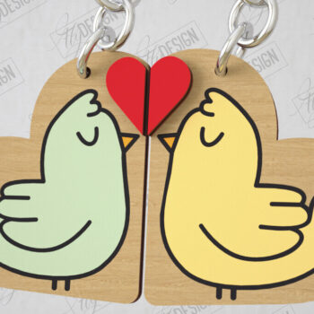 Intra απο ξύλο plywood  Χρώμα wenge 3mm-4mm πάχος - Μπρελόκ Ζευγαριού | Δώρο του Αγίου Βαλεντίνου Δίασταση 4x4 cm INTRAFABR-103407546 - Image 1