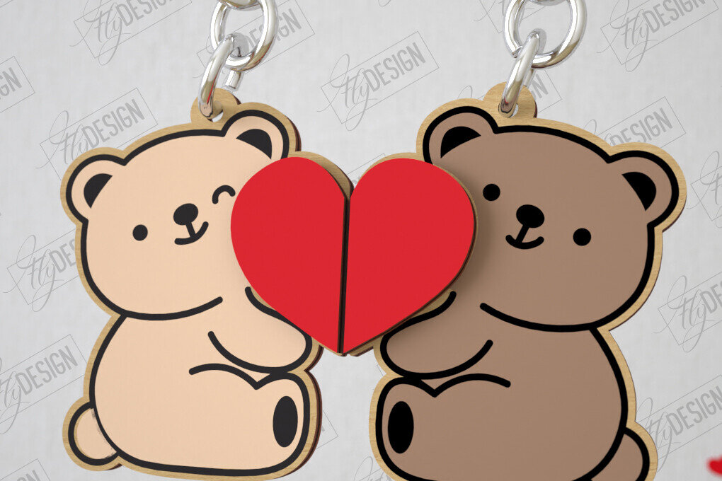 Intra απο ξύλο plywood  Χρώμα wenge 3mm-4mm πάχος - Μπρελόκ Ζευγαριού | Δώρο του Αγίου Βαλεντίνου Δίασταση 4x4 cm INTRAFABR-103266553