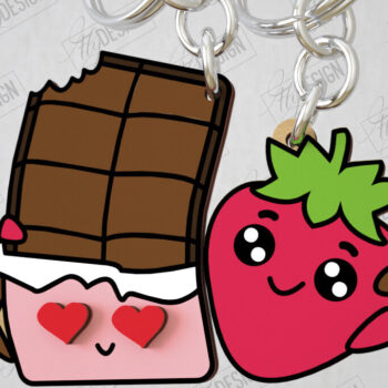 Intra απο ξύλο plywood  Χρώμα wenge 3mm-4mm πάχος - Μπρελόκ Ζευγαριού | Δώρο του Αγίου Βαλεντίνου Δίασταση 4x4 cm INTRAFABR-102295141 - Image 1