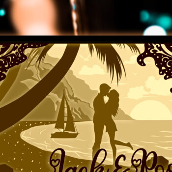 Intra απο ξύλο plywood  Χρώμα wenge 3mm-4mm πάχος - Ζευγάρι στην παραλία Προσαρμοσμένο όνομα Χαρτί κοπής Δίασταση 20x20 cm INTRAFABR-56194285 - Image 2