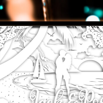 Intra απο ξύλο plywood  Χρώμα wenge 3mm-4mm πάχος - Ζευγάρι στην παραλία Προσαρμοσμένο όνομα Χαρτί κοπής Δίασταση 20x20 cm INTRAFABR-56194285 - Image 3