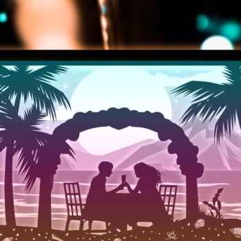 Intra απο ξύλο plywood  Χρώμα wenge 3mm-4mm πάχος - Ζευγάρι σε χαρτί παραλίας κομμένο φωτιστικό κουτί Δίασταση 20x20 cm INTRAFABR-56194297 - Image 1