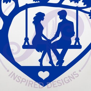 Intra απο ξύλο plywood Χρώμα wenge 3mm-4mm πάχος - Ζευγάρι στο λέιζερ σημαδιών τοίχου Swing Heart Δίασταση 20x20 cm INTRAFABR-56194539 - Image 2