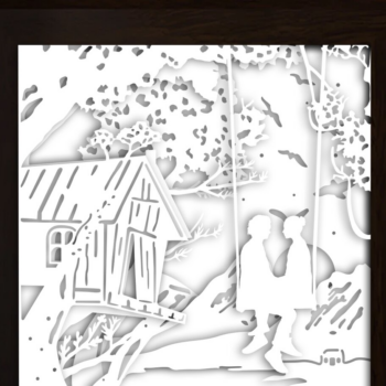 Intra απο ξύλο plywood  Χρώμα wenge 3mm-4mm πάχος - Ζευγάρι σε κιβώτιο φωτός κοπής χαρτιού αιώρησης Δίασταση 20x20 cm INTRAFABR-60164012 - Image 1